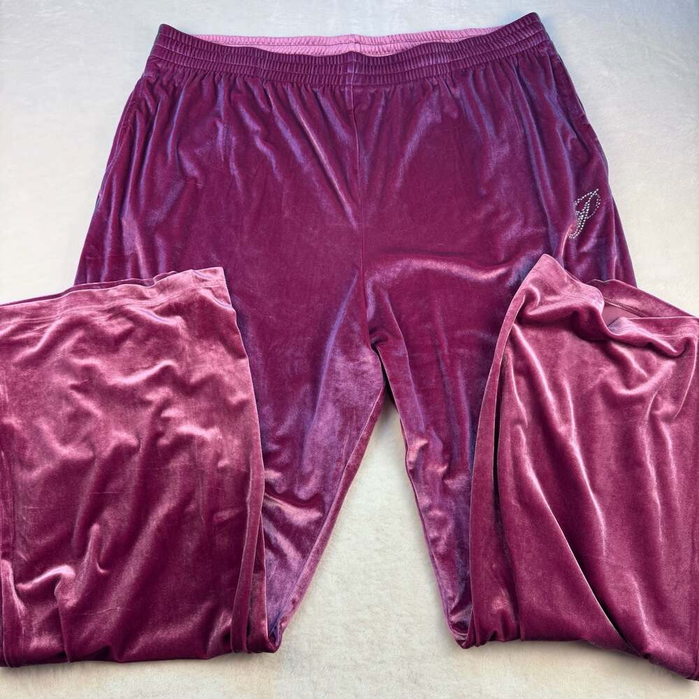 Victoria's Secret PINK Velour Rhinestone Logo Wide Leg Lounge Pants Size XXL